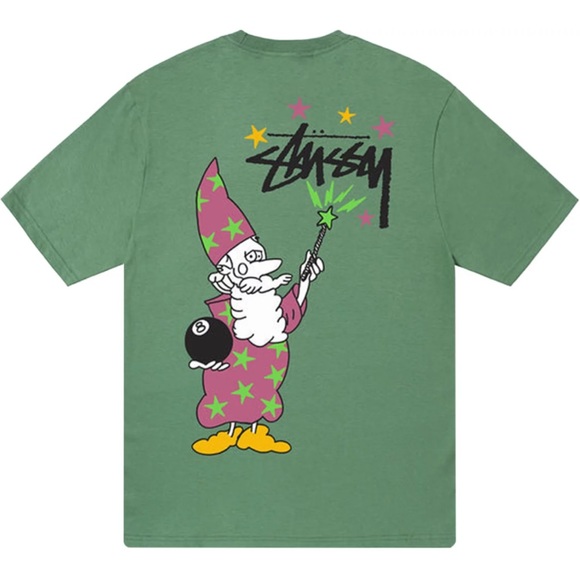 NWT Limited Edition Stussy Wizard Tee In Green & Yellow (Men’s Size Medium) - Picture 1 of 10